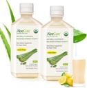 AloeCure USDA Bio Aloe Vera Juce Lemon Flavor - Fabriqué dans les 12 heures de la récolte - Supplément digestif naturel pour l'acidité équilibrée de l'estomac - Soutenir la santé digestive et immunitaire, 2 Btls x 16,7oz