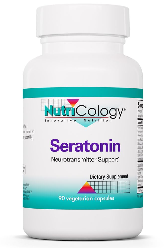 Nutricologie Supplément sératonine - sérotonine pour les hommes et les femmes, support calm, 5-HTP, sommeil sérique, norépinéphrine, capsules végétariennes - 90 Compte