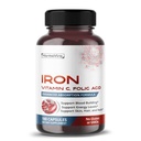 Fer liposomale avec vitamine C, acide folique, B12, B6, B1 – Soutien Énergie et formation de globules rouges – Formule douce – 180 Capsules – Non-OGM, sans gluten – Fabriqué aux États-Unis*