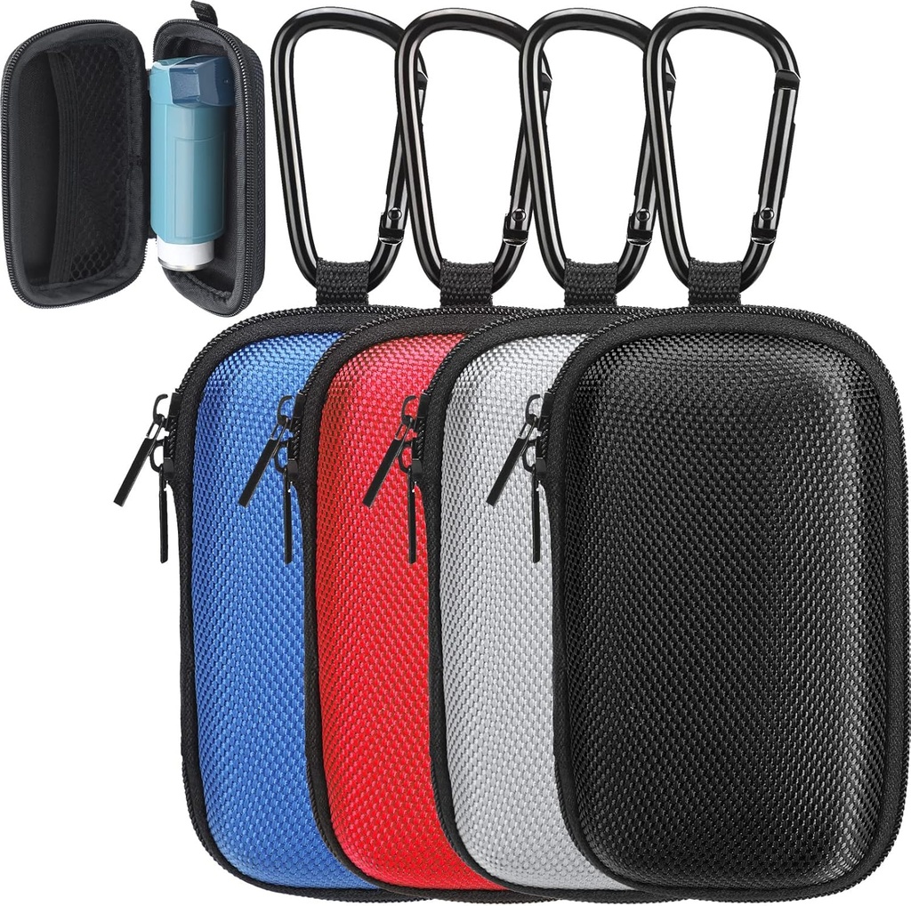 Woanger 4 Pcs Cas d'aide à l'audition Support d'inhalateur d'asthme dur Aide à l'audition Case Earbud Portable Zipper Carry Holder with Mesh Pocket for Inhaler Carry Aid Autres accessoires de la poussière et de la saleté