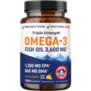Triple Strength DHA Omega 3 Huile de poisson 3600 mg.Plus de 2100mg Omega-3 Acides gras avec 860mg de DHA, 1300mg EPA.