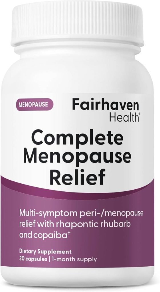 Fairhaven Health Complete Ménopause Relief (en anglais seulement) Supplément à la ménopause non hormonale pour les femmes Relief des éclairs chauds, des sueurs nocturnes et des échangistes (en anglais seulement) Gluten, laiterie, sans soja 30 capsules