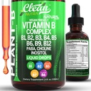Vitamine B gouttes liquides complexes de Thiamine B1, B6, B2, B3, B4, B5, B7 B9, B12, Niacinamide, Paba, Inositol Choline Probiotiques de Taurine Spiruline racine de betterave - suppléments de vitamine végétale-B par Nutra propre