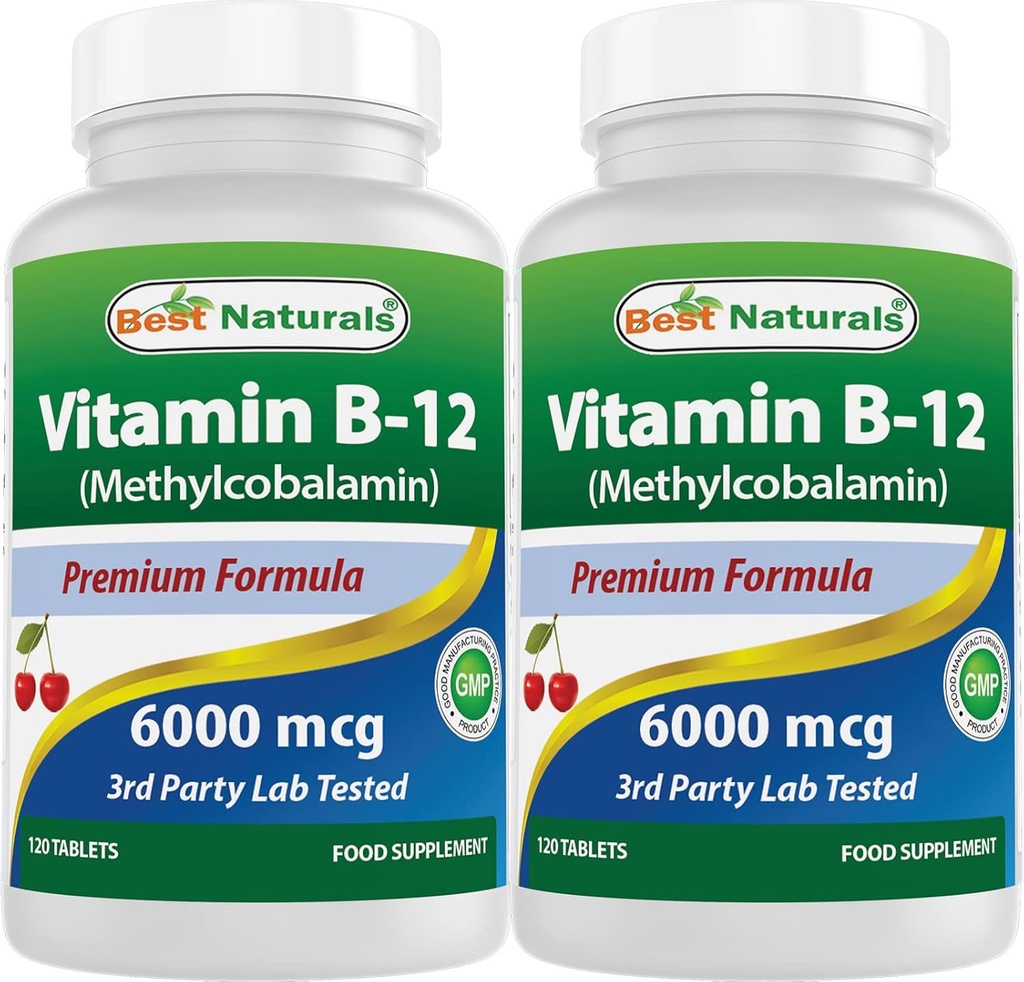 Meilleurs naturels vitamine B-12 comme méthylcobalamine (méthyl B12), 6000 mcg 120 Comprimés sublinguals (120 Nombre (paquet de 2))