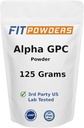 Poudre alpha-GPC de 125 grammes, poudre de choline supplémentaire alpha-GPC non-OGM, végétalien, tiers testé, pré-entraînement, mémoire et focus, avec scoop