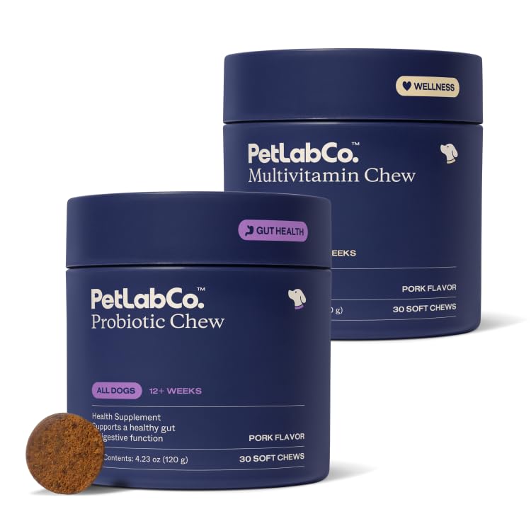 PetLab Co. – Ensemble de probiotiques multivitamines et chiens : multivitamines à croquer pour les chiens soutiennent les probiotiques pour la santé et les chiens pour soutenir la peau démangeaison, les tabourets occasionnels et la production saine de levure