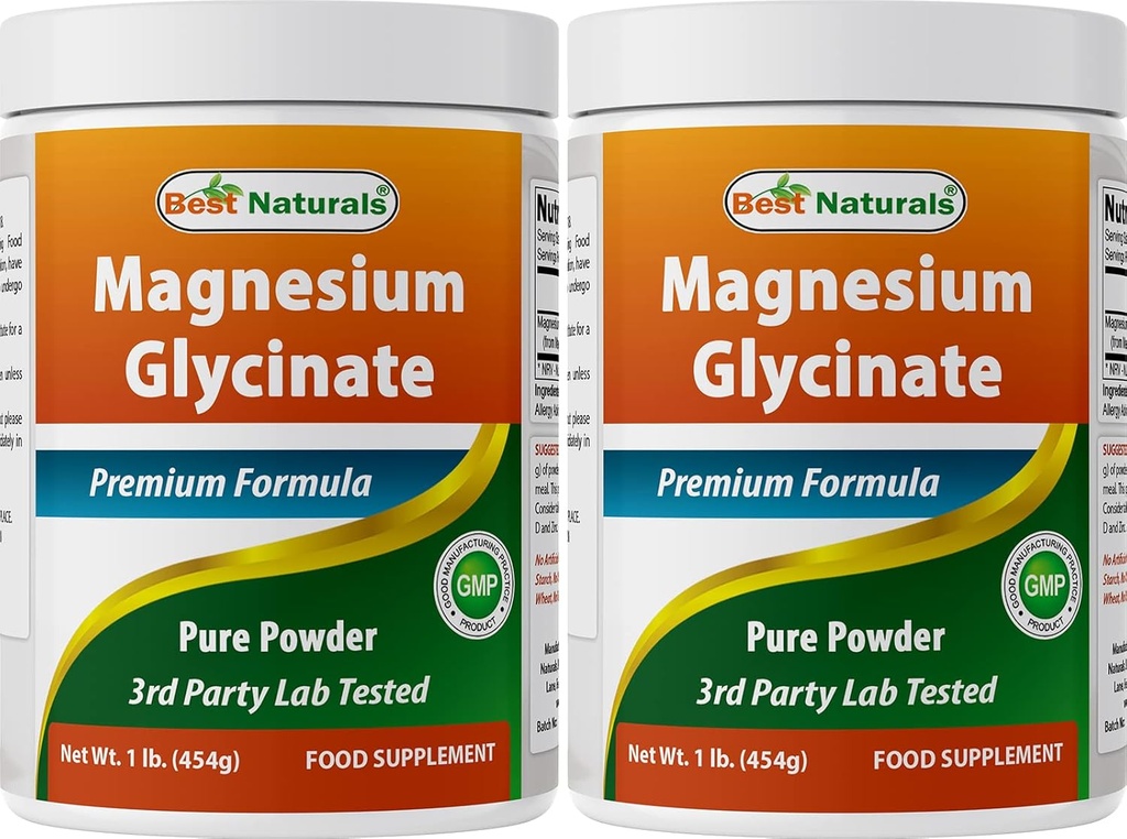 Meilleure poudre de glycinate de magnésium naturel - 1 livre (1 LB (paquet de 2))