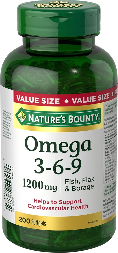 Nature's Bounty Omega-3-6-9 1200mg 200 nombre