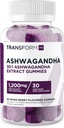 TransformHQ Ashwagandha Gummies 1 200mg, 60 Gummies (Mixed Berry Flavor) - Supplément d'extrait d'herbe Ashwagandha - 30 portions, sans gluten, non-OGM