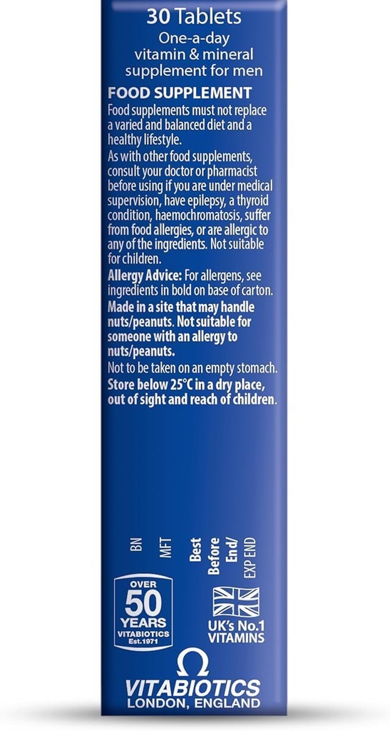 Vitabiotics Wellman Original Vitamin & Mineral Supplement | 30's | BUNDLE Vegetarian Tablets by Vitabiotics