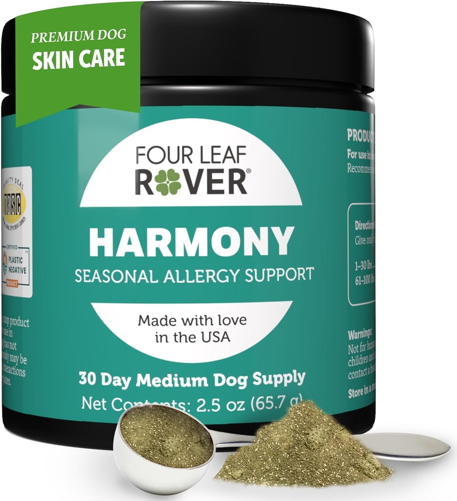 Harmony - Supplément peau et manteau avec Quercetin pour chiens - Histamine équilibrée pour allergies saisonnières et environnementales - Vétérinaire formulé