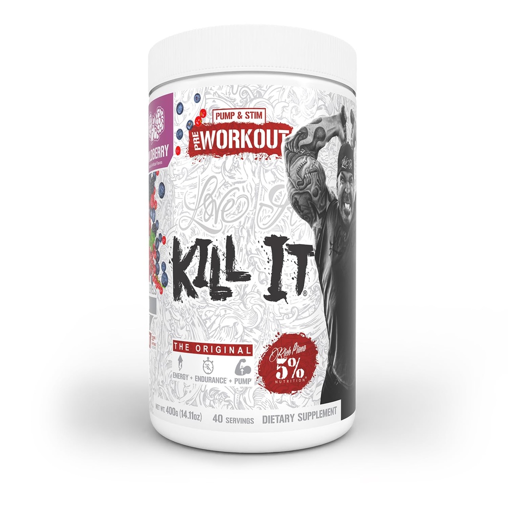 5% Nutrition Riche Piana Tuer avant l'entraînement Poudre avec/Créatine, Caféine, Beta Alanine, Hydroprime Glycerol pour pompe, Résistance, Endurance
