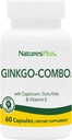 Natures Plus Gingko-Combo - 120 mg, 60 Vegan Capsules - Ginkgo Biloba - Vegetarian, Gluten-Free - 60 Servings