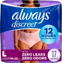 Toujours discret Incontinence adulte et sous-vêtements postpartum pour femmes, maximum, grand, 17 comtes (paquetage mai vary)