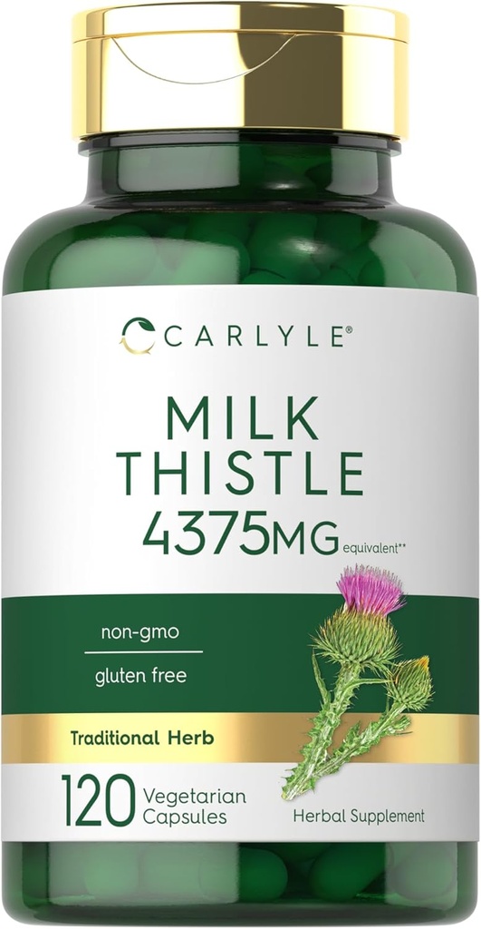 Carlyle Lait Thistle Supplément de 4375mg de 120 capsules Extrait de haute puissance de Végétarien, Non-OGM, Sans gluten