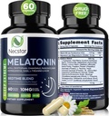 Necstar Melatonin 10mg, Sleep Aid for Adults, Extra Strength with Ashwagandha, Magnesium, L-Theanine, GABA, Lemon Balm and Chamomile Sleep Support Supplement, Vegan, Non-GMO, Gluten-Free, 60 Capsules