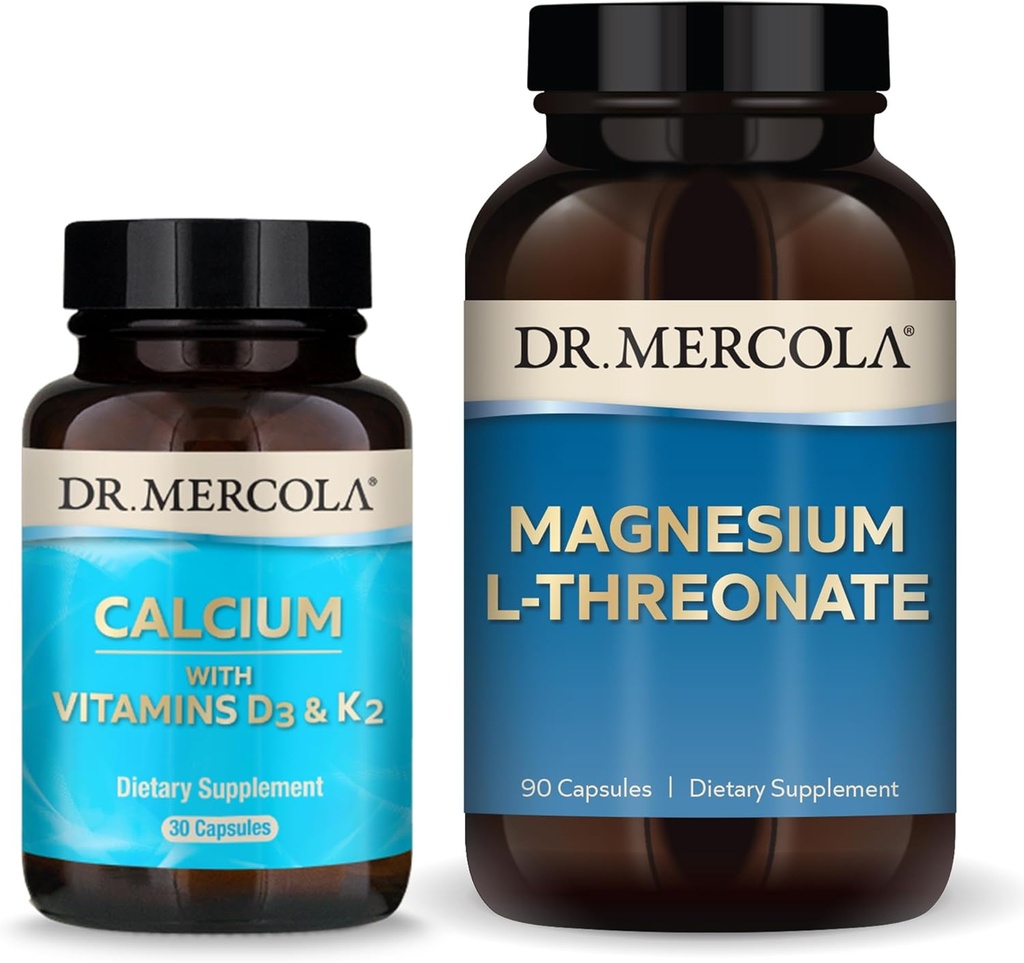 Dr Mercola Magnésium L-Thréonate et Calcium avec D3 et K2, 30 portions, supplément alimentaire, santé osseuse, non-OGM