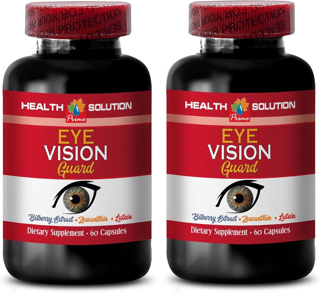 Vitamines pour le soin des yeux - Soutien maximal de la vision - Promotion d'une vision saine - Supplément l-Taurine, Lutéine, Fruits de baies, Graines de raisin, Quercetine Dihydrate, L-Taurine, Pills de vitamine A, 2 capsules Bot 120