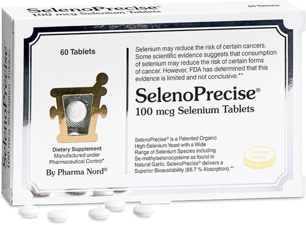 SelenoPrecise , le seul supplément de sélénium biologique de qualité pharmaceutique dans le monde , garanti 88,7% Absorption , support thyroïdien , système immunitaire , protection de la prostate et santé du coeur , Selenium 100 mcg onglets