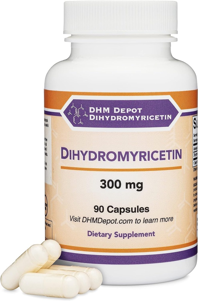 Dihydromyricetin (DHM) (Hovenia Dulcis Extract) Supplément pour le soutien du foie (naturellement obtenu à partir de l'arbre oriental de Raisine) 90 Capsules 300mg Analyse