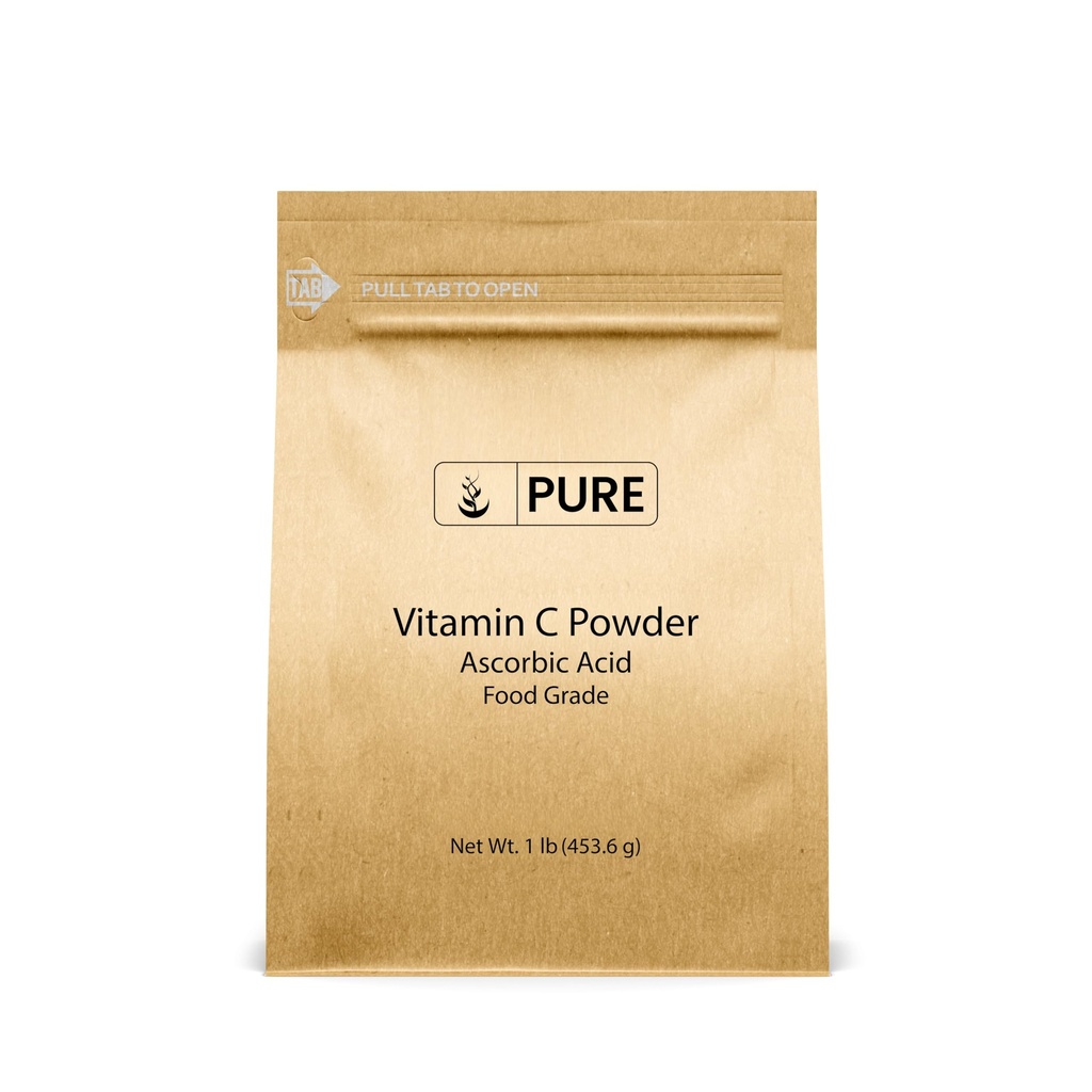 INGRÉDIENTS ORIGINAUX PURE Poudre de vitamine C (1 lb) Acide ascorbique, non OGM, supplément alimentaire