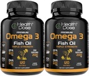 Health Dose Omega 3 Fish Oil – Lemon-Flavored Softgels with EPA & DHA for Brain, Heart, and Wellness Support – Easy-to-Digest, No Fish Burps – 120 Softgels, Pack of 2