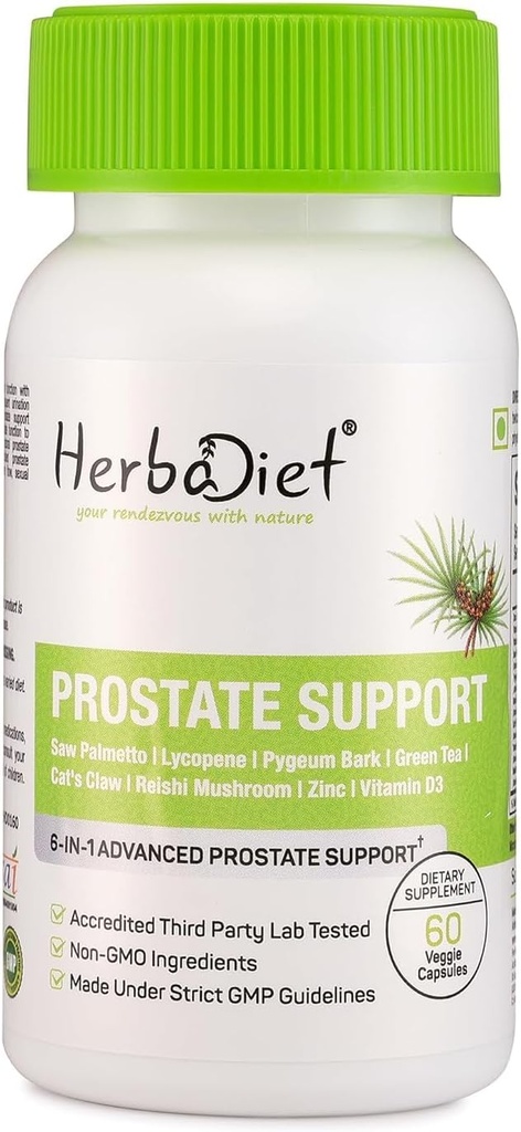 Saw Palmetto Prostate Support 60 Capsules: Mélange de Saw Palmetto, Pygeum Bark, Green Tea, Lycopène, Extrait de Champignon Claw & ReishiCat