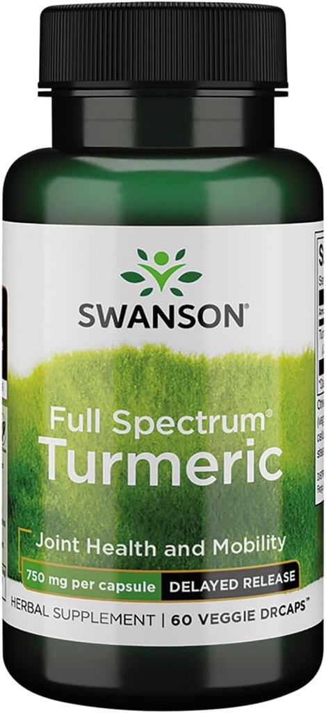 Swanson Full Spectrum Turmeric Release Retarded 750 Milligrammes 60 Capsules de Veg