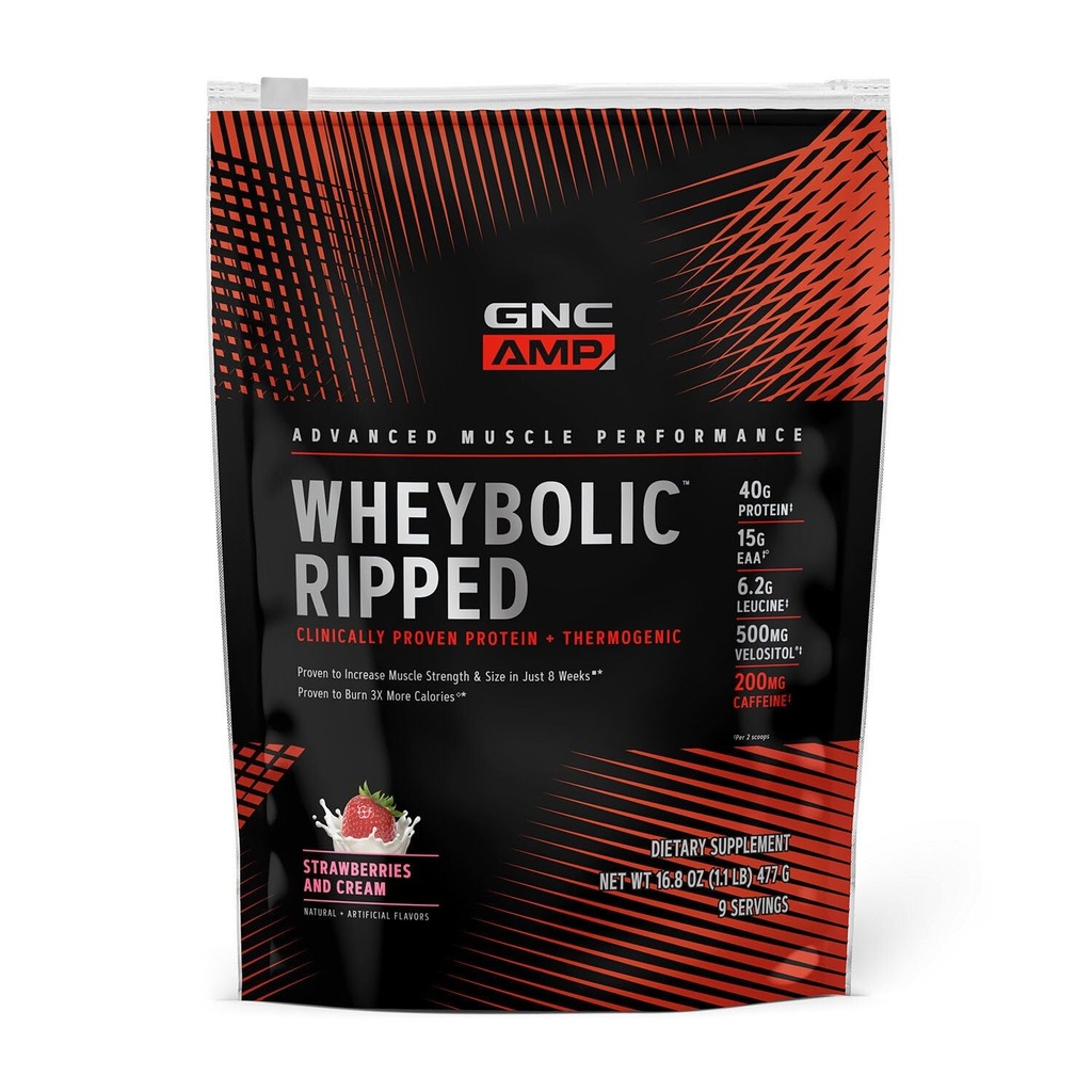GNC AMP Wheybolic Ripped - Strawberries and Cream (9 Servings)