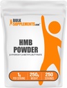 BulkSupplements.com Poudre HMB - Beta-Hydroxy Beta-Methylbutyrate, Calcium HMB Supplément - Sans gluten - 1g par portion, 250g (8,8 oz) (paquet de 1)
