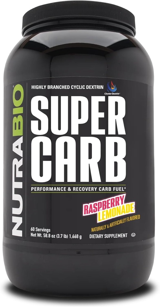 NutraBio Super Carb - 60 portions (Lémonade aux framboises)