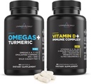 Livingood Daily Essentials Bundle - Supplément puissant de Omega 3-6-7-9 Plus Turmeric associé à la vitamine D3 K2, Magnésium, Mélange probiotique et plus