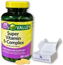 Super Vitamine B Complexe Spring Valley - Comprimés 250 Mélange de compte de B6 B12 C thiamine biotine folate pantothénique acide et riboflavine, encadré par Fusion Shop Store