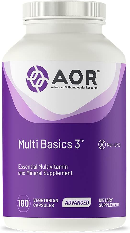 AOR, Multi Basics 3, Multivitamine essentielle, Complètement équilibré, Complément diététique multiminérale (Étiquette américaine)