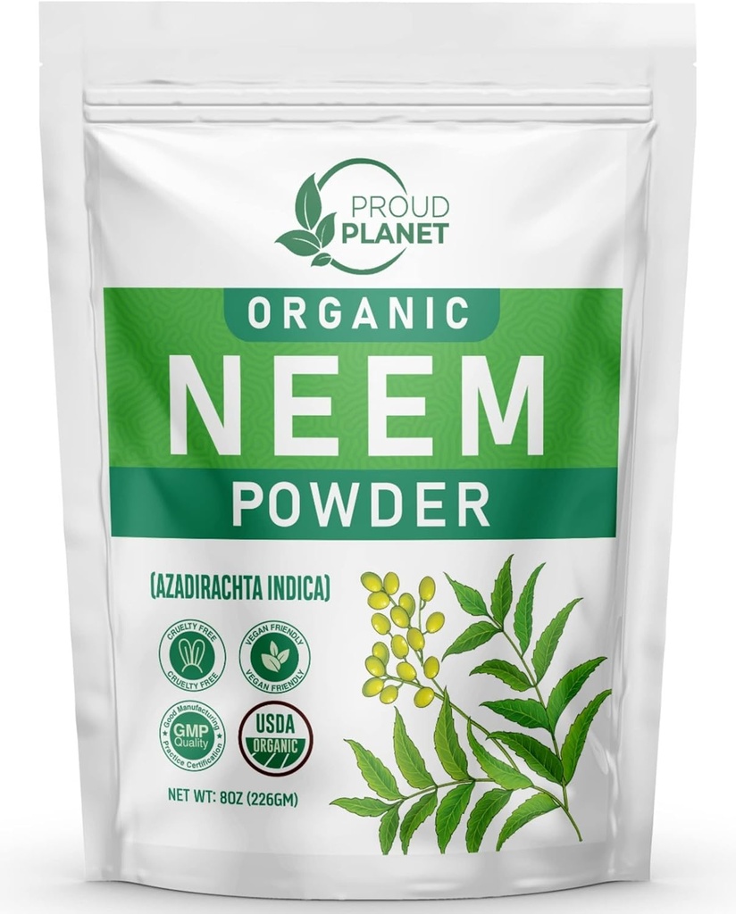 Poudre de feuille de Neem biologique pour la peau, les cheveux et le sang 8oz (226g)