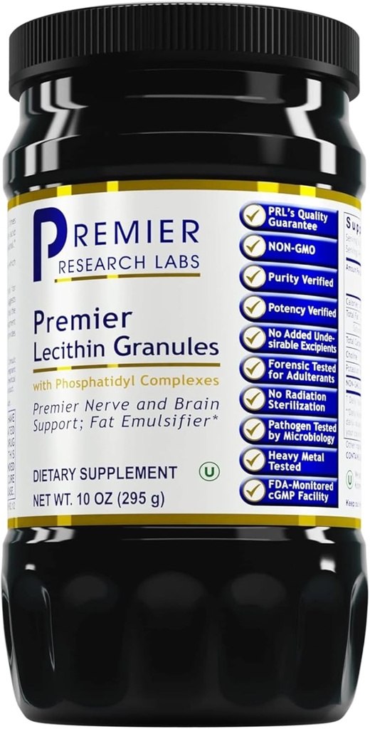 Premier Research Labs Lecithin Granules - Soy Lecithin Granules, Lecithin Supplement, Lecithin for Baking, Non GMO, Food Grade Phospholipid for Brain & Nerve Support - 10 oz