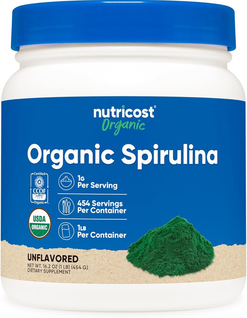 Nutricost poudre de spiruline biologique 454 Grams, 1LB - spiruline biologique pure et certifiée
