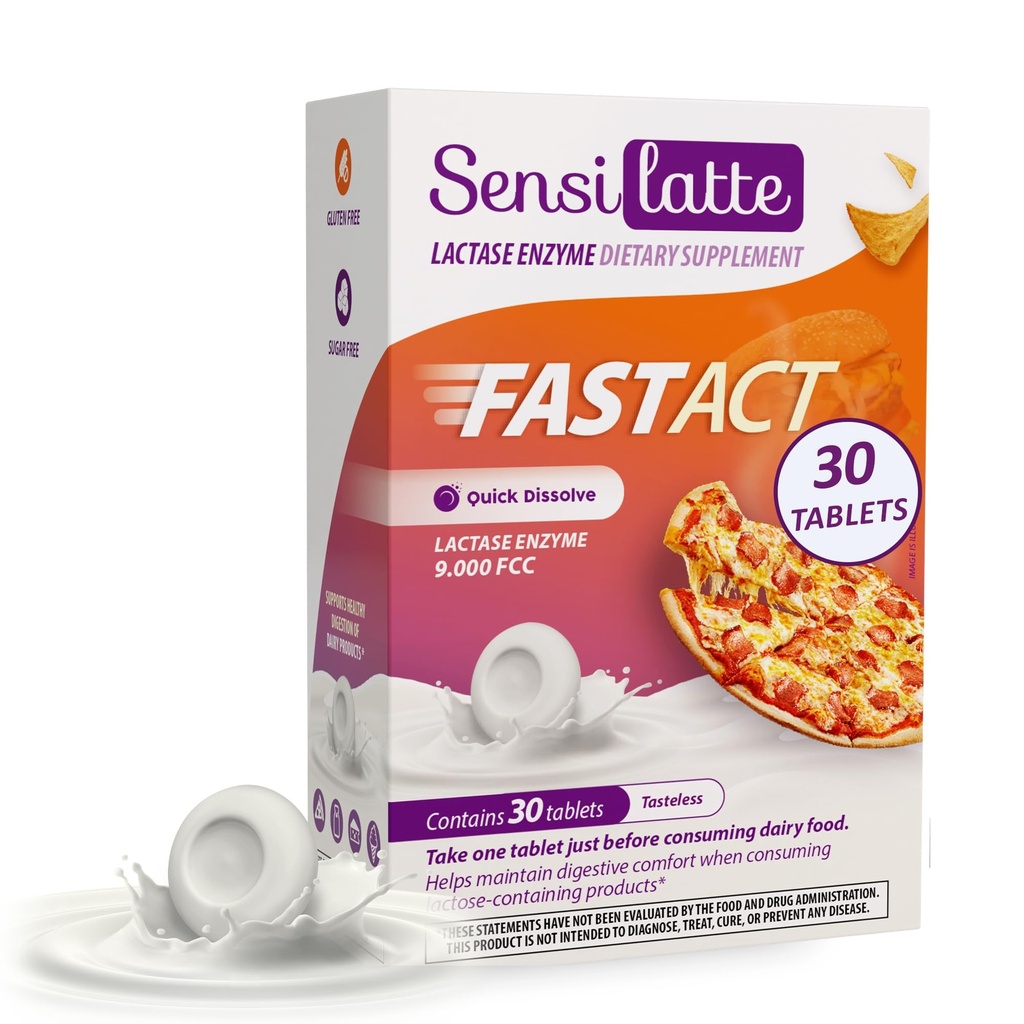 Lactase Enzyme 30 Comprimés Sans Arôme - 9.000 FCC - Sensilatte – Dissolution rapide – Aide au confort digestif – Prati Donaduzzi