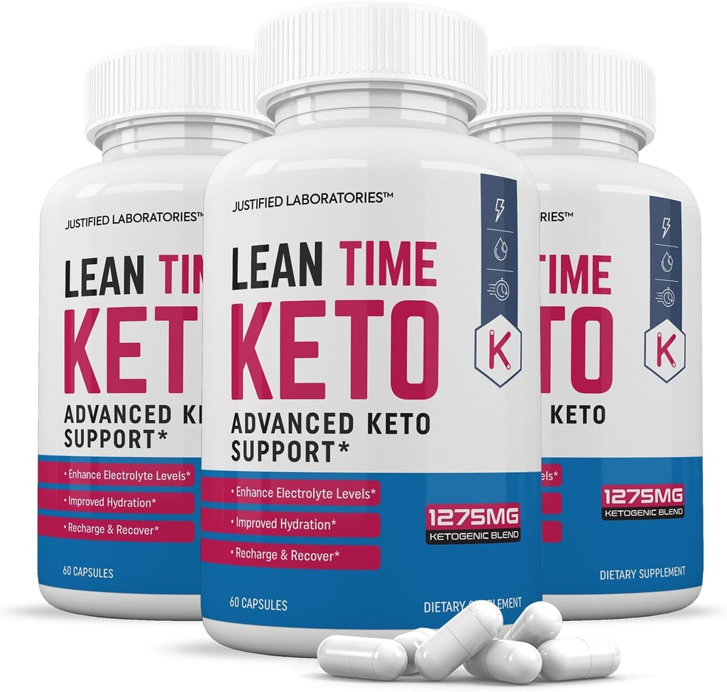(3 Pack) Lean Time Keto Pills 1275MG Nouvelle formule et améliorée contient du vinaigre de cidre de pomme extra vierge huile d'olive poudre feuille de thé verte 180 Capsules