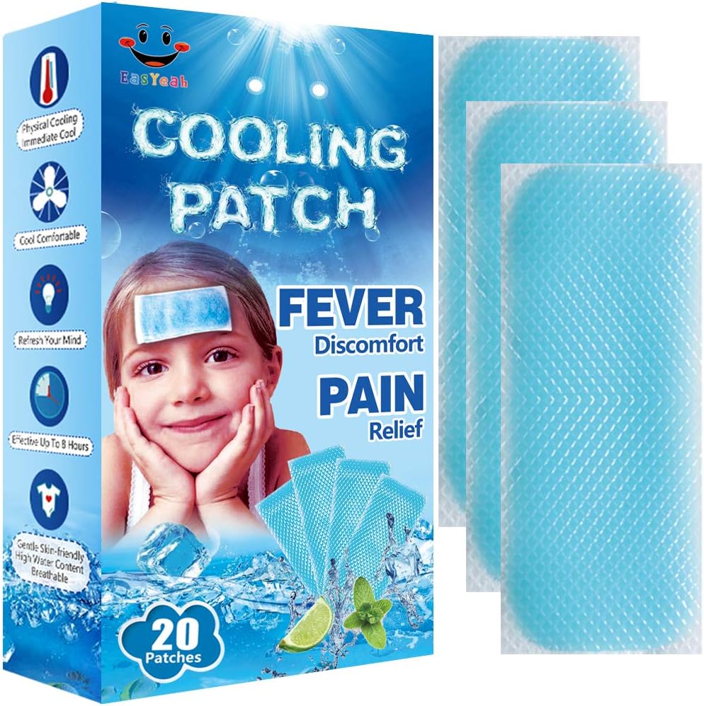 20 Feuilles Easye Kid Fever Patchs pour les enfants Fever Discomfort & Pain Relief, Relief Relief Fever Relief, Soothe Céphalée Douleur, Pack de 20