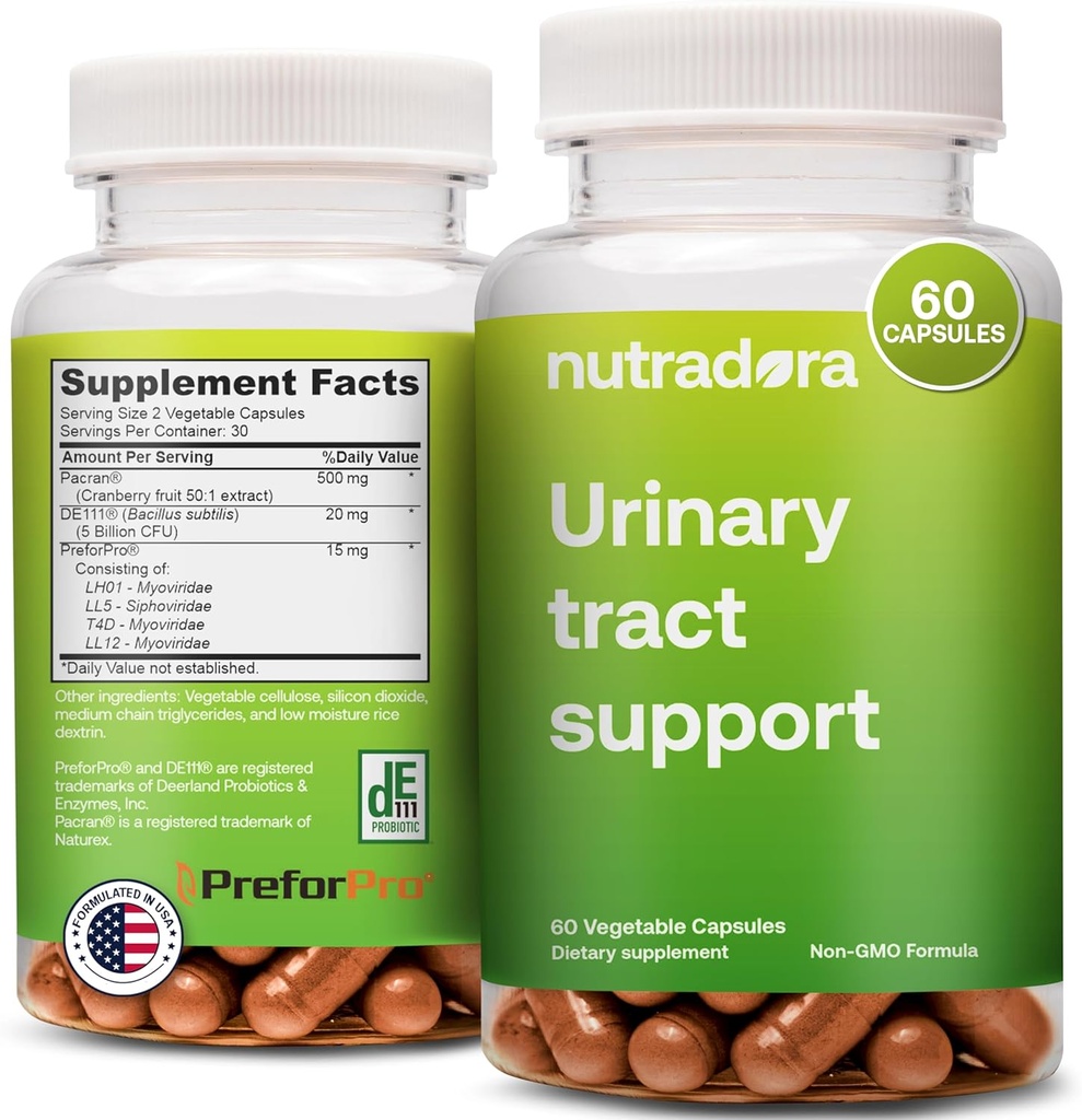 Santé urinaire pour les femmes et les hommes – UTI Medicine for Women and Men with Effective UTI Care, Cranberry Extract Capsules, 5 milliards CFU, formule non-OGM, formulé aux États-Unis, 60 capsules