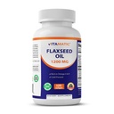Huile de lin vitamatique 1200 mg – 120 Softgels Huile de lin pressée à froid avec 675 mg ALA Oméga-3 – soutient la santé cardiaque et le bien-être général