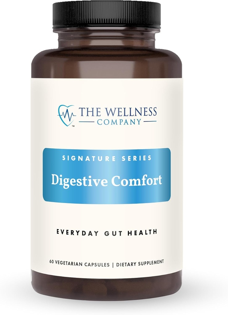 The Wellness Company Digestive Comfort - Bloat & Gas Relief, Anti-Heart Burn, IBS, Fast Acting, Gut Health - 5 Enzymes, Peppermint & Ginger Root