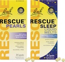 Stress & Sleep Bundle, Bach RESCUE Pearls, Natural Stress Relief [et] RESCUE Sleep Melts liquides, aide naturelle au sommeil - 2-Pk, homéopathique Fleur Essence
