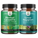 Ensemble de capsules laxatives à base de plantes avec des probiotiques et la formule de nettoyage du foie Detox & Repair - Natural Colon Detox Système de soutien digestif - supplément de soutien du foie à base de plantes avec chardon