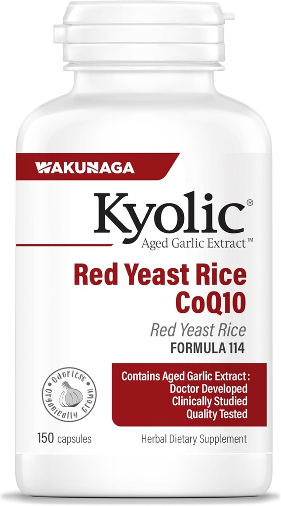 Kyolic Aged Garlic Extract Formula 114, Red Yeast Rice CoQ10, 150 Capsules