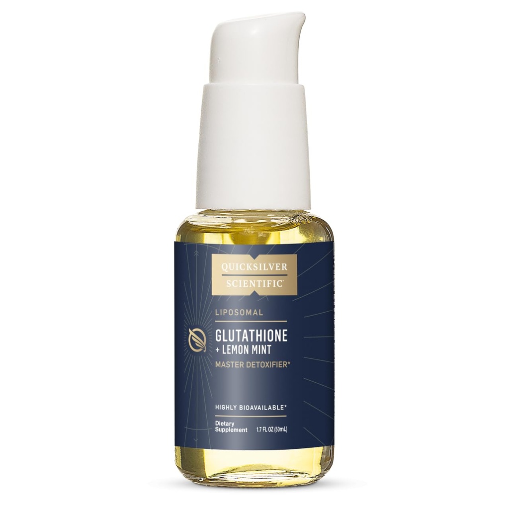 Quicksilver glutathion liposomique scientifique - Absorption supérieure supplément de glutathion par voie orale pour le soutien de la détox et de l'immuno – menthe de citron (1,7 fl oz)