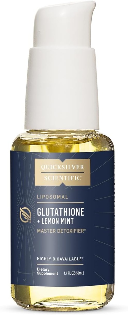 Quicksilver glutathion liposomique scientifique - Absorption supérieure supplément de glutathion par voie orale pour le soutien de la détox et de l'immuno – menthe de citron (1,7 fl oz)