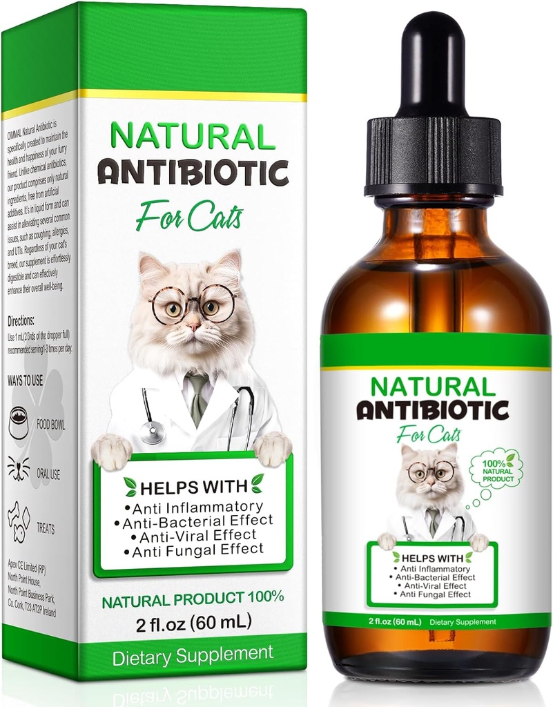 Antibiotiques de chat, Antibiotiques pour chats, Antibiotiques naturels de chat Multivitamine suppléments à base de plantes 60ml