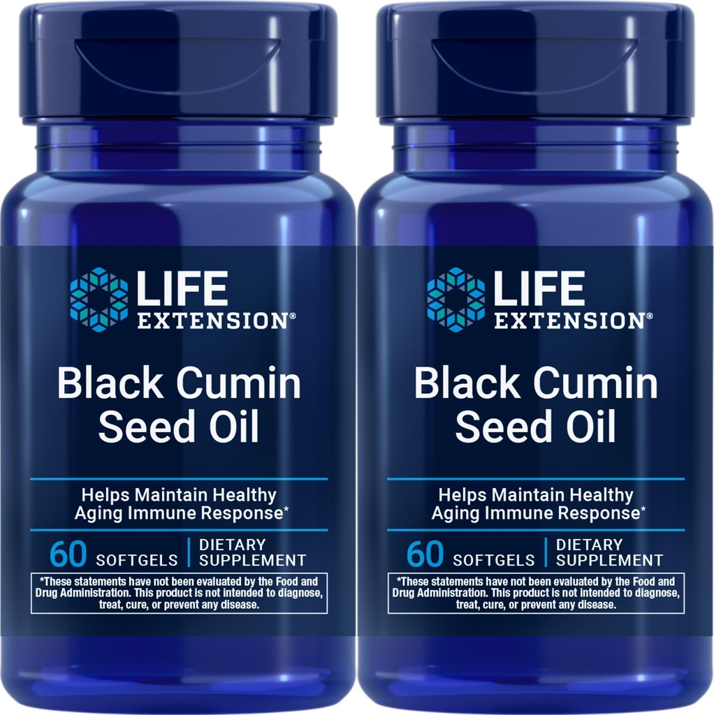 Prolongation de la durée de vie Huile de graines de cumin noir, 60 softgels (paquet de 2)